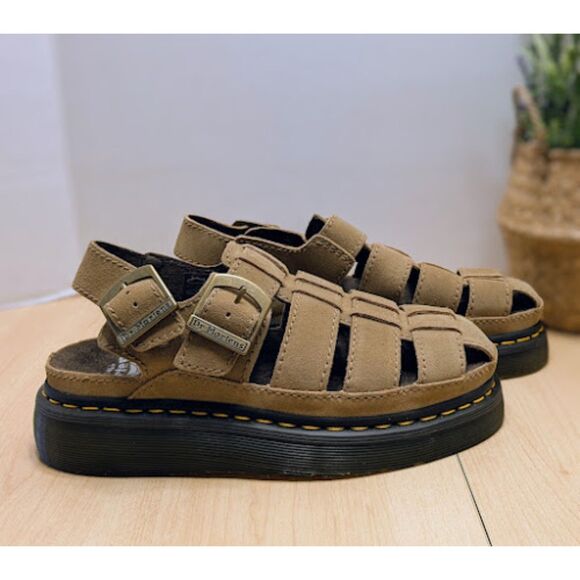 Dr. Martens Wrenlie Savannah Tan Bronx Suede Fisherman Sandals UK 7 NWOB - Picture 2 of 13